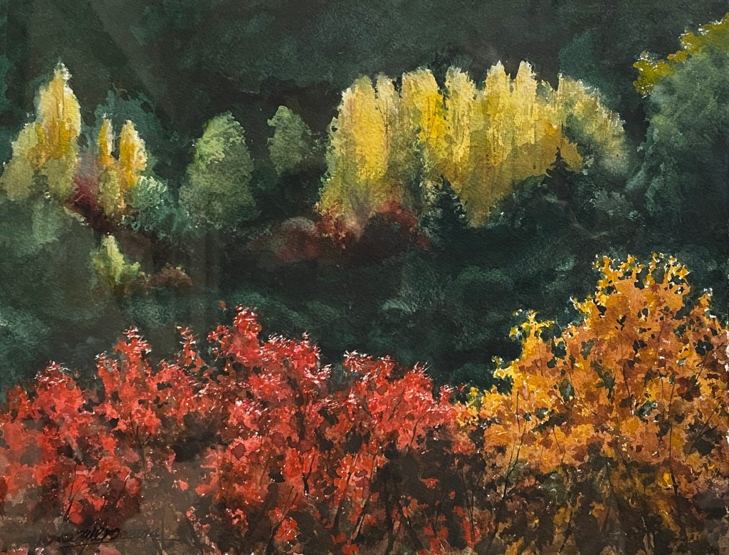 Atardecer en el bosque. 
Acuarela s/papel 40x50cm.
2014